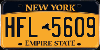 NY license plate HFL5609
