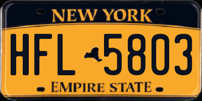 NY license plate HFL5803