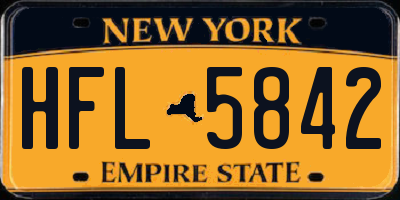NY license plate HFL5842