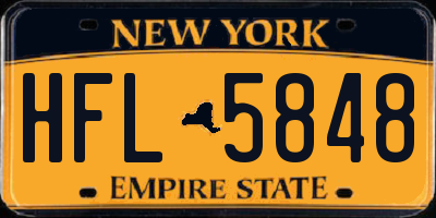 NY license plate HFL5848