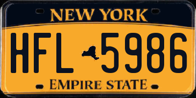 NY license plate HFL5986