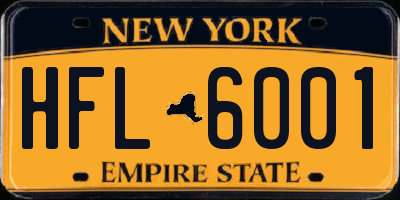 NY license plate HFL6001