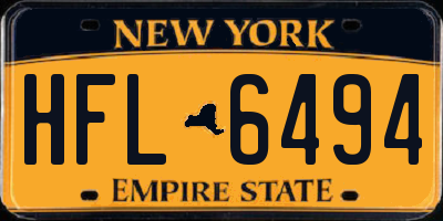 NY license plate HFL6494