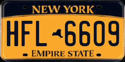 NY license plate HFL6609