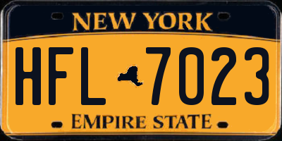 NY license plate HFL7023