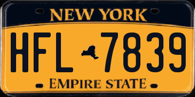 NY license plate HFL7839