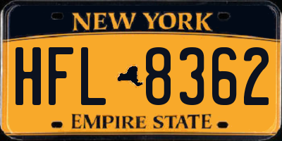 NY license plate HFL8362