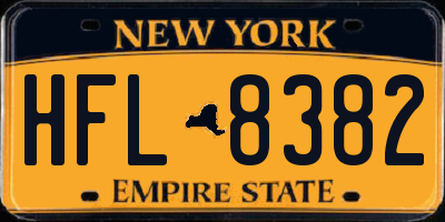 NY license plate HFL8382