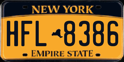 NY license plate HFL8386