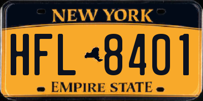 NY license plate HFL8401