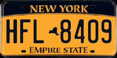 NY license plate HFL8409