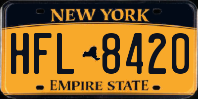 NY license plate HFL8420
