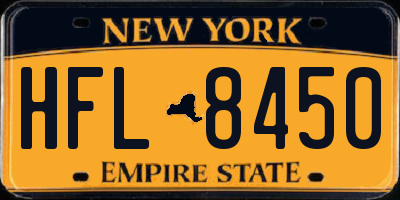 NY license plate HFL8450