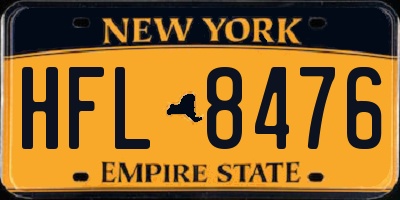 NY license plate HFL8476