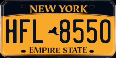 NY license plate HFL8550
