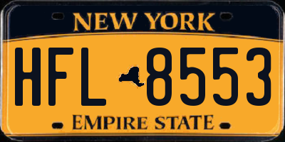 NY license plate HFL8553