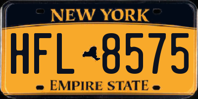 NY license plate HFL8575
