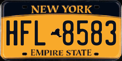 NY license plate HFL8583