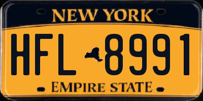 NY license plate HFL8991