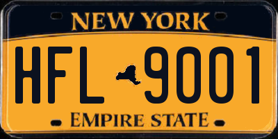 NY license plate HFL9001
