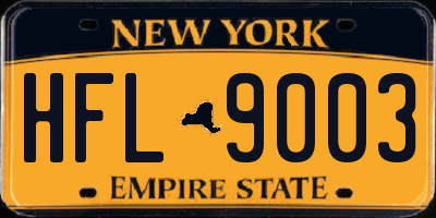 NY license plate HFL9003