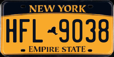 NY license plate HFL9038