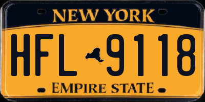 NY license plate HFL9118