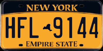 NY license plate HFL9144
