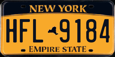 NY license plate HFL9184