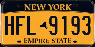 NY license plate HFL9193