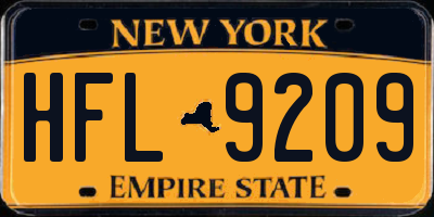 NY license plate HFL9209