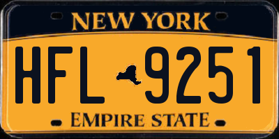 NY license plate HFL9251