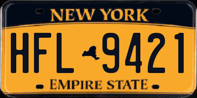 NY license plate HFL9421
