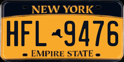 NY license plate HFL9476