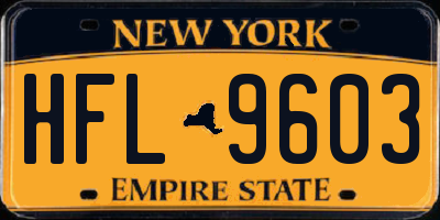 NY license plate HFL9603