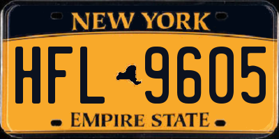 NY license plate HFL9605