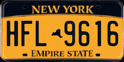 NY license plate HFL9616