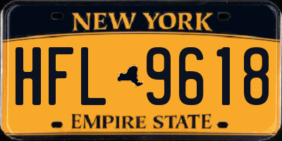 NY license plate HFL9618