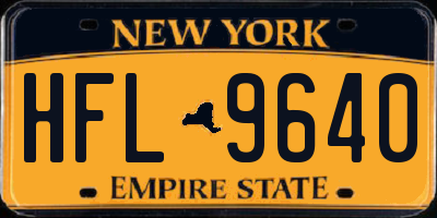 NY license plate HFL9640