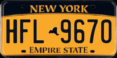 NY license plate HFL9670