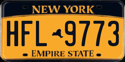 NY license plate HFL9773