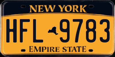 NY license plate HFL9783