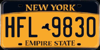 NY license plate HFL9830