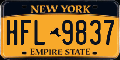 NY license plate HFL9837