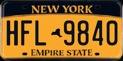 NY license plate HFL9840