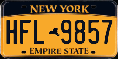 NY license plate HFL9857