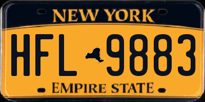 NY license plate HFL9883