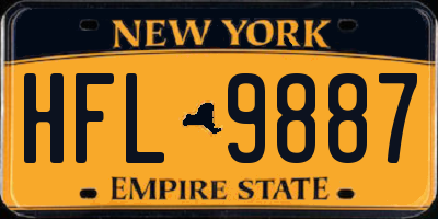 NY license plate HFL9887
