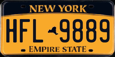 NY license plate HFL9889