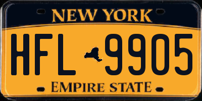 NY license plate HFL9905